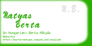 matyas berta business card